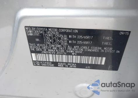 2015 Toyota Rav4 Le из США, поврежденный, VIN JTMZFREV5FJ059126